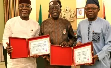 Ondo Governor Aiyedatiwa, Deputy Present Election Certificates to Tinubu